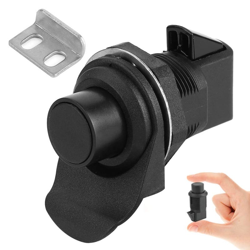 Jadeshay Push Button Latch Replacement for Boat Door, Glove Box & RV Cabinet, Left/Right Hand Compatible, ABS Lock with Stainless Steel Bracket (Replaces 93-304, Black) - Image 2